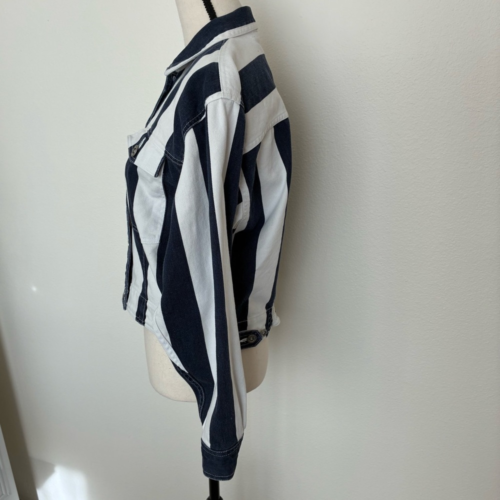 Vintage 80s First Issue Vertical Stripe Denim Jacket - Picture 2 of 10
